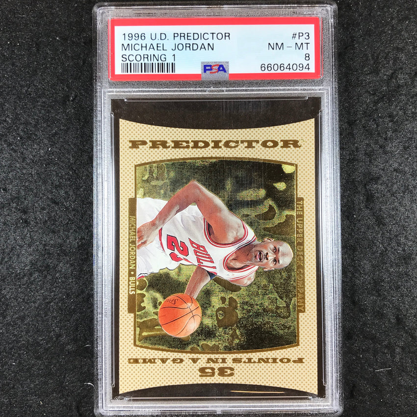 1996 U.D. Predictor MICHAEL JORDAN Scoring 1 Die-Cut #P3 PSA 8 (094)