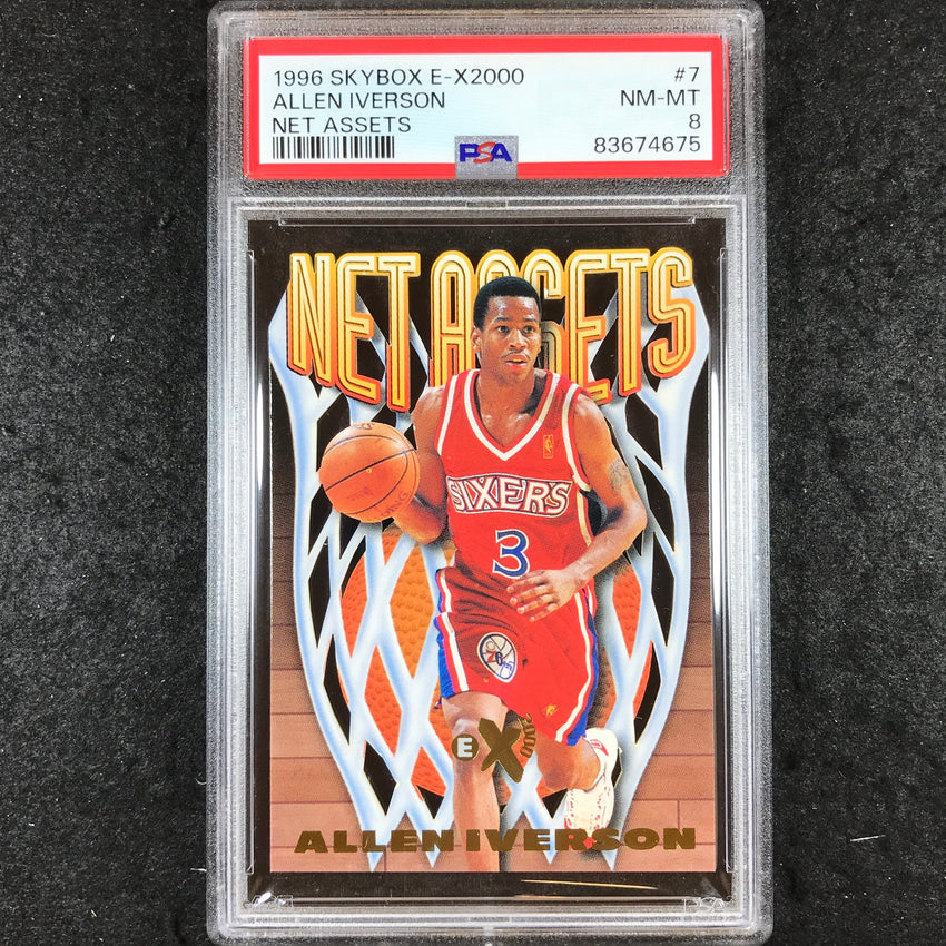 1996 Skybox E-X2000 ALLEN IVERSON Rookie Net Assets #7 PSA 8 (675)