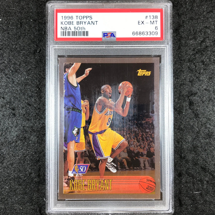 1996 Topps KOBE BRYANT Rookie NBA 50th #138 PSA 6 (309)