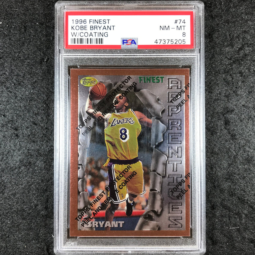 1996 Finest KOBE BRYANT Rookie Apprentices W/Coating #74 PSA 8 (205)