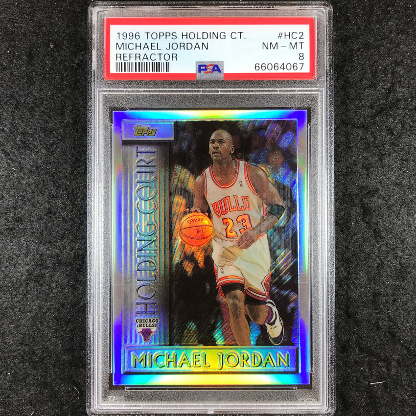1996 Topps MICHAEL JORDAN Holding Court Refractor #HC2 PSA 8 (067)
