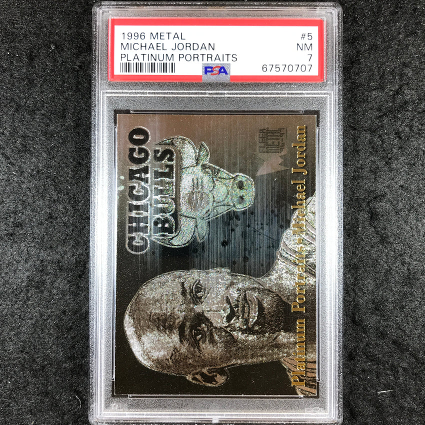 1996 Fleer Metal MICHAEL JORDAN Platinum Portraits #5 PSA 7 (707)