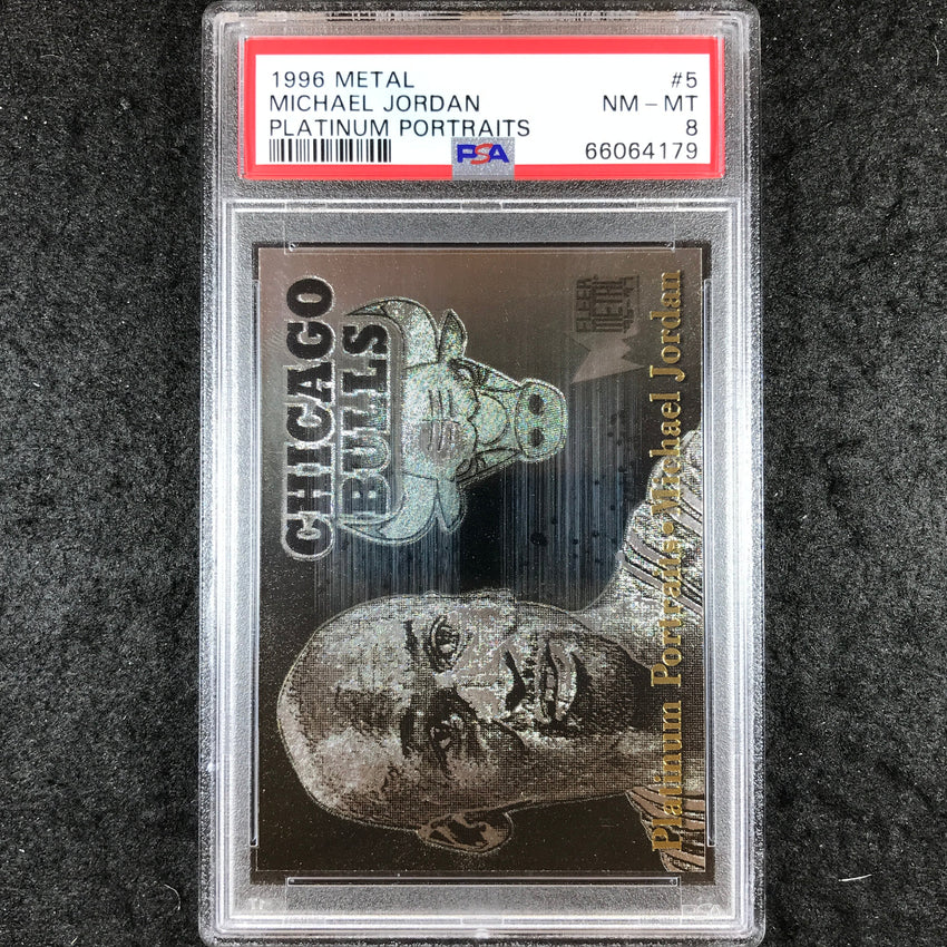 1996 Fleer Metal MICHAEL JORDAN Platinum Portraits #5 PSA 8 (179)