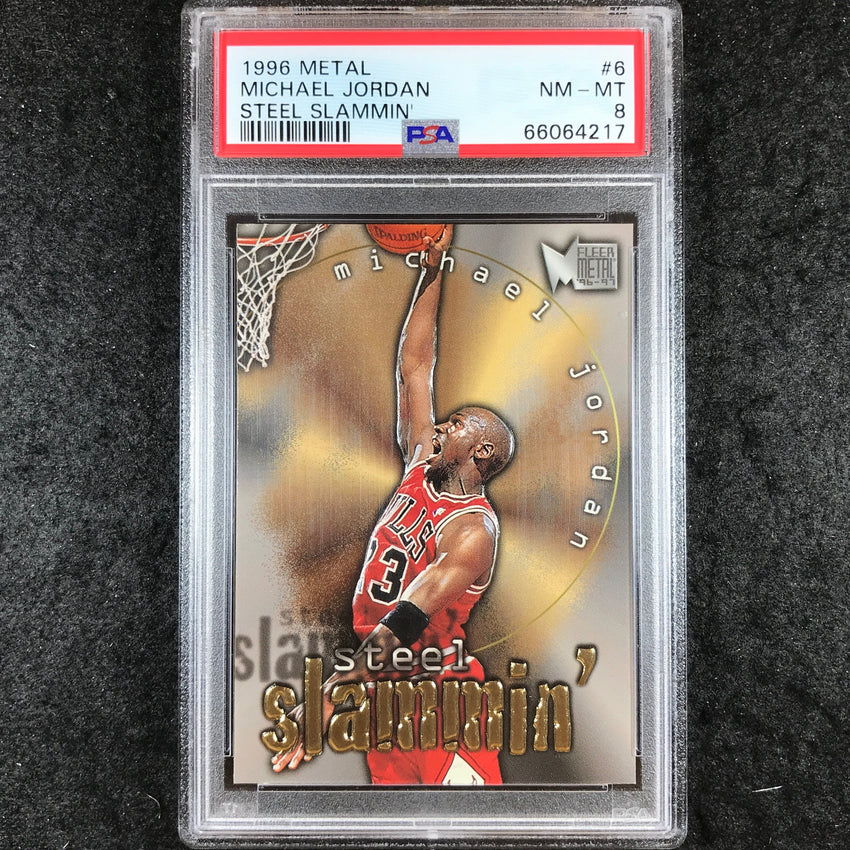 1996 Fleer Metal MICHAEL JORDAN Slammin' #6 PSA 8 (217)