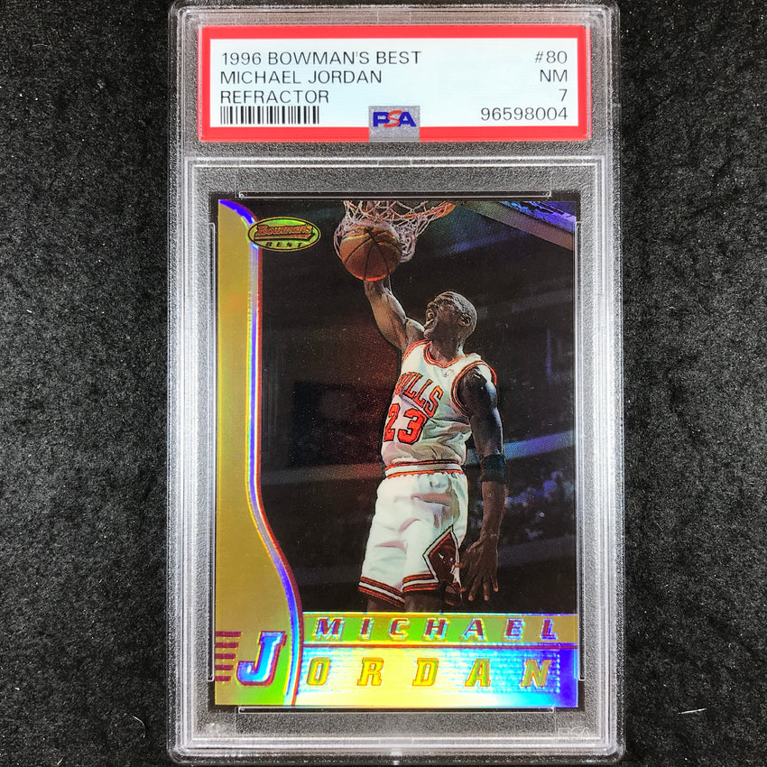 1996 Bowman's Best MICHAEL JORDAN Refractor #80 PSA 7 (004)