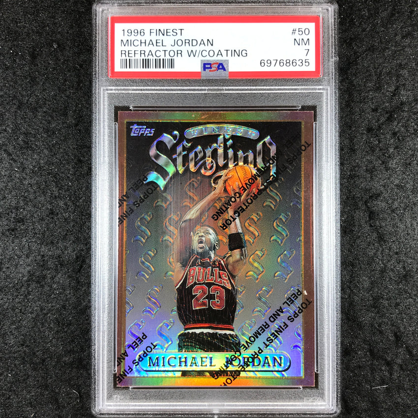 1996 Finest MICHAEL JORDAN Sterling Refractor W/Coating #50 PSA 7 (635)