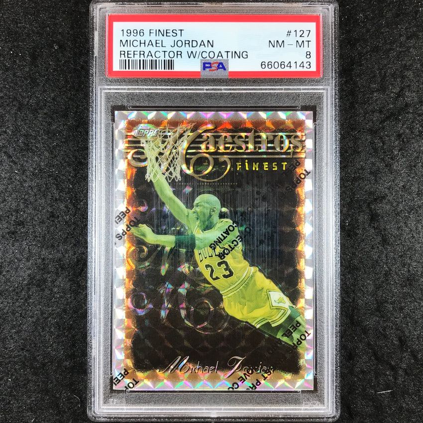 1996 Finest MICHAEL JORDAN Refractor W/Coating #127 PSA 8 (143)