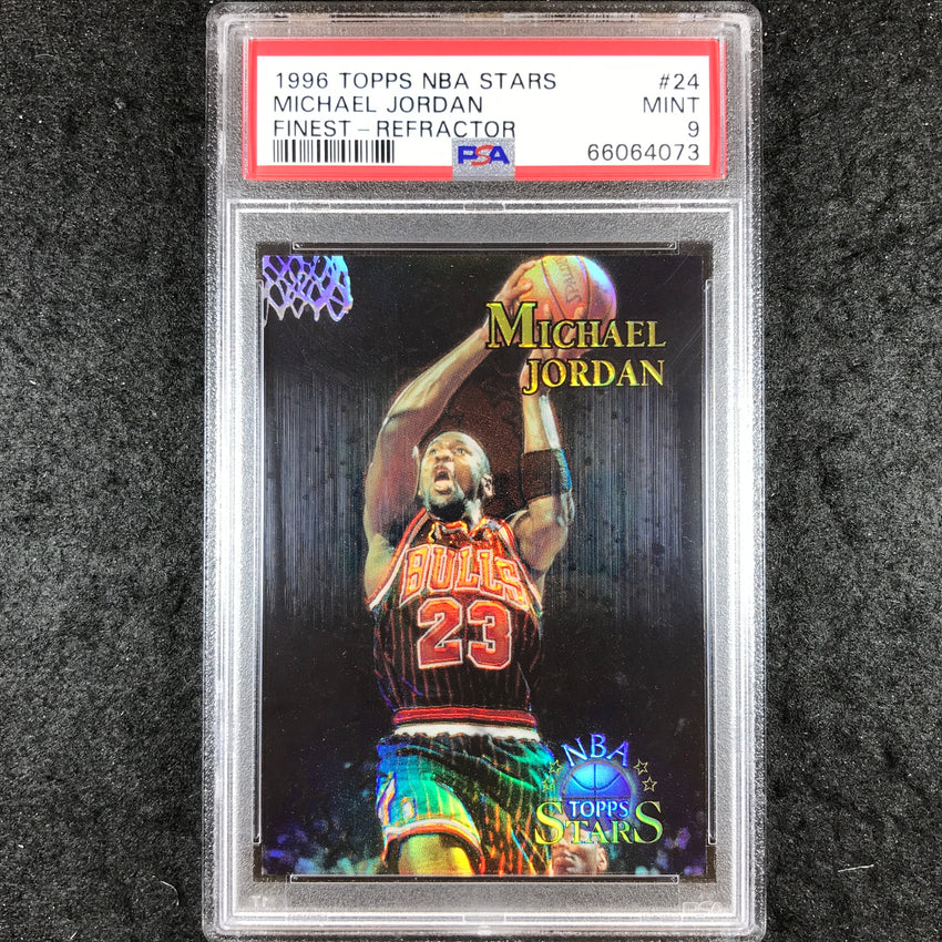 1996 Topps NBA Stars MICHAEL JORDAN Finest Refractor #24 PSA 9 (073)
