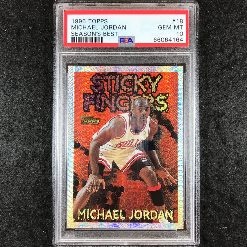 1996 Topps MICHAEL JORDAN Season's Best Sticky Fingers #18 PSA 10 (164)