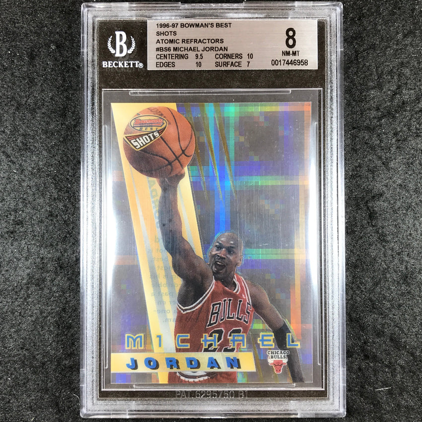 1996-97 Bowman's Best MICHAEL JORDAN Shots Atomic Refractors #BS6 BGS 8 (958)