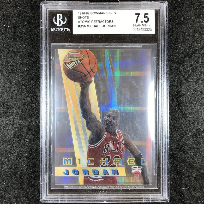 1996-97 Bowman's Best MICHAEL JORDAN Shots Atomic Refractors #BS6 BGS 7.5 (325)