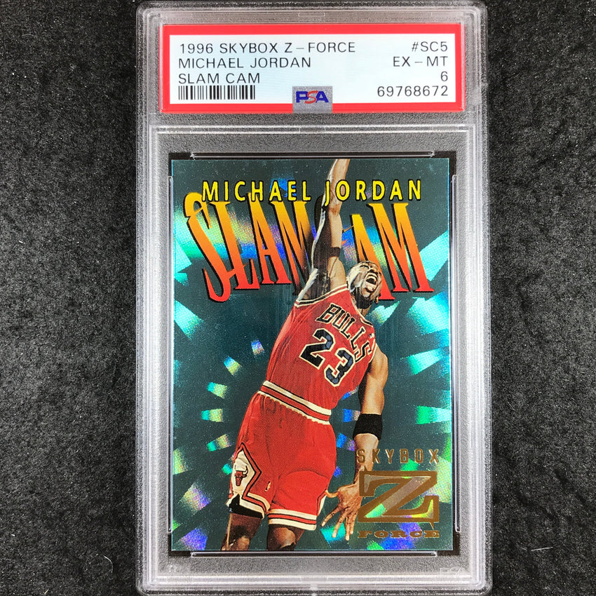 1996 Skybox Z-Force MICHAEL JORDAN Slam Cam #SC5 PSA 6 (672)