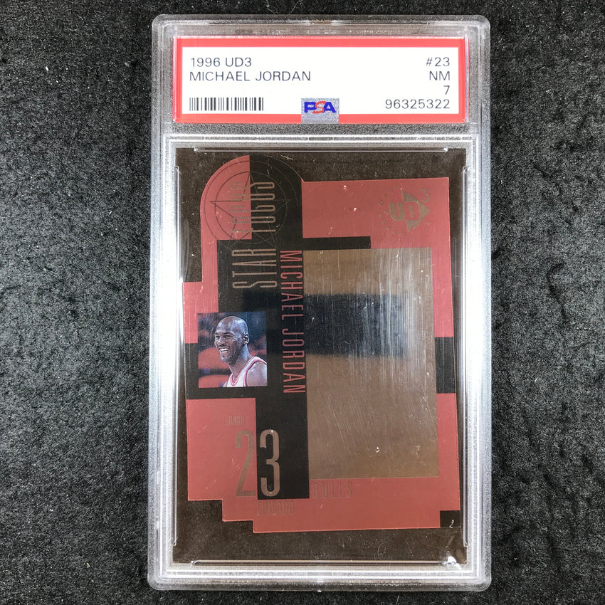 1996 UD3 MICHAEL JORDAN Star Focus Die-Cut #23 PSA 7 (322)