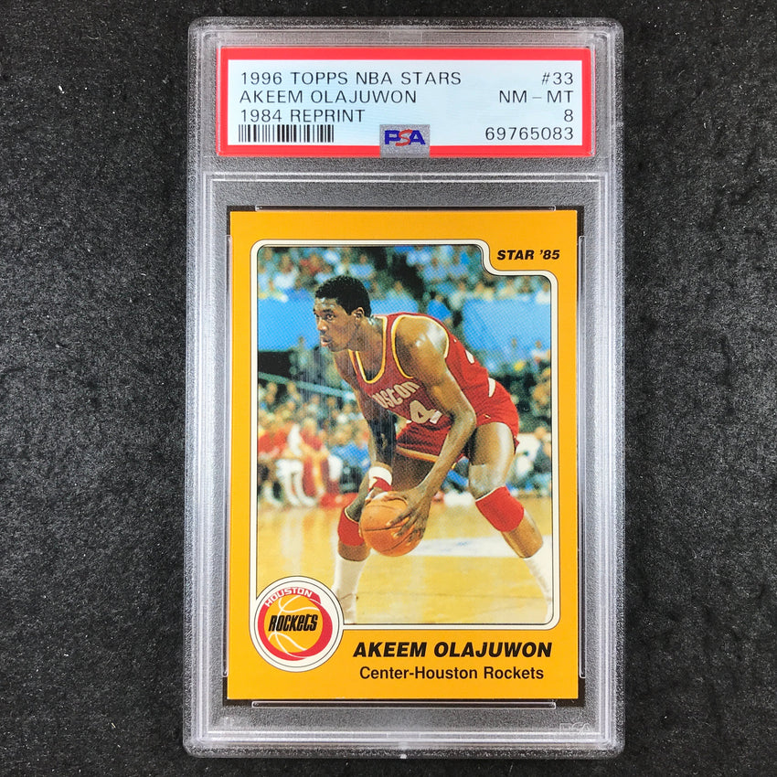 1996 Topps NBA Stars AKEEM OLAJUWON 1984 Reprint #33 PSA 8 (083)