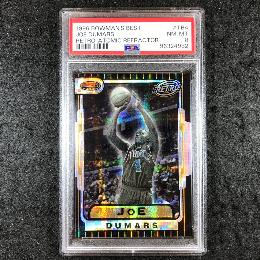 1996 Bowman's Best JOE DUMARS Retro Atomic Refractor #TB4 PSA 8 (982)