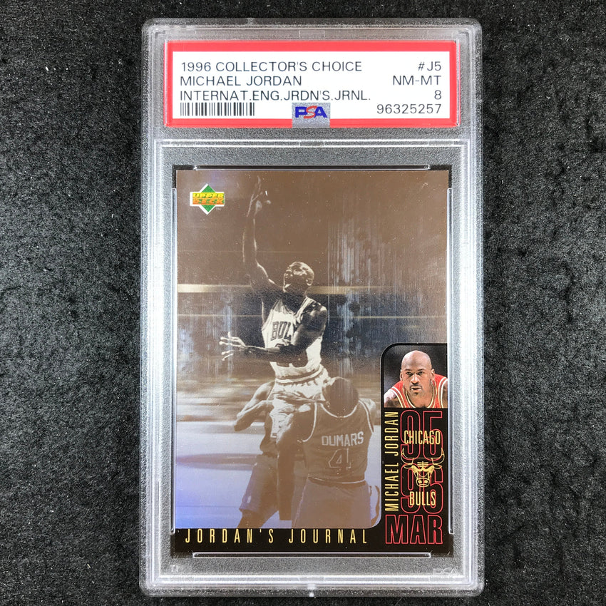1996 Collector's Choice MICHAEL JORDAN English Jordan's Journal #J5 PSA 8 (257)