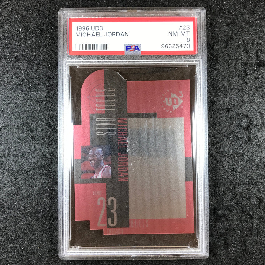 1996 UD3 MICHAEL JORDAN Star Focus Die-Cut #23 PSA 8 (470)