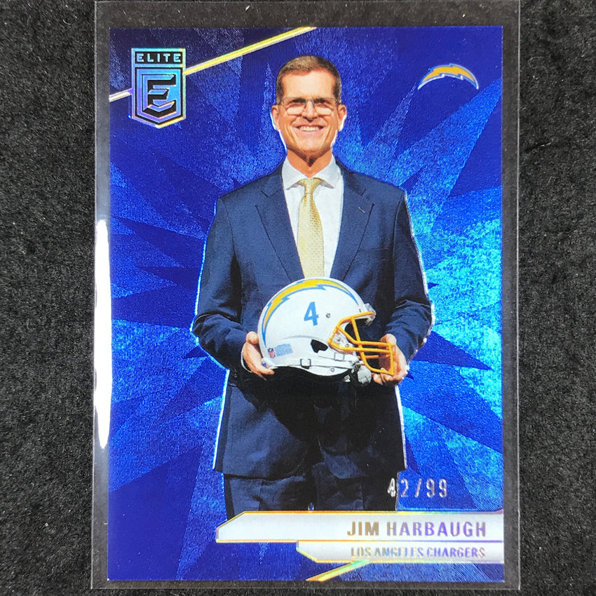 2024 Donruss Elite Football JIM HARBAUGH Base Blue 42/99 #100