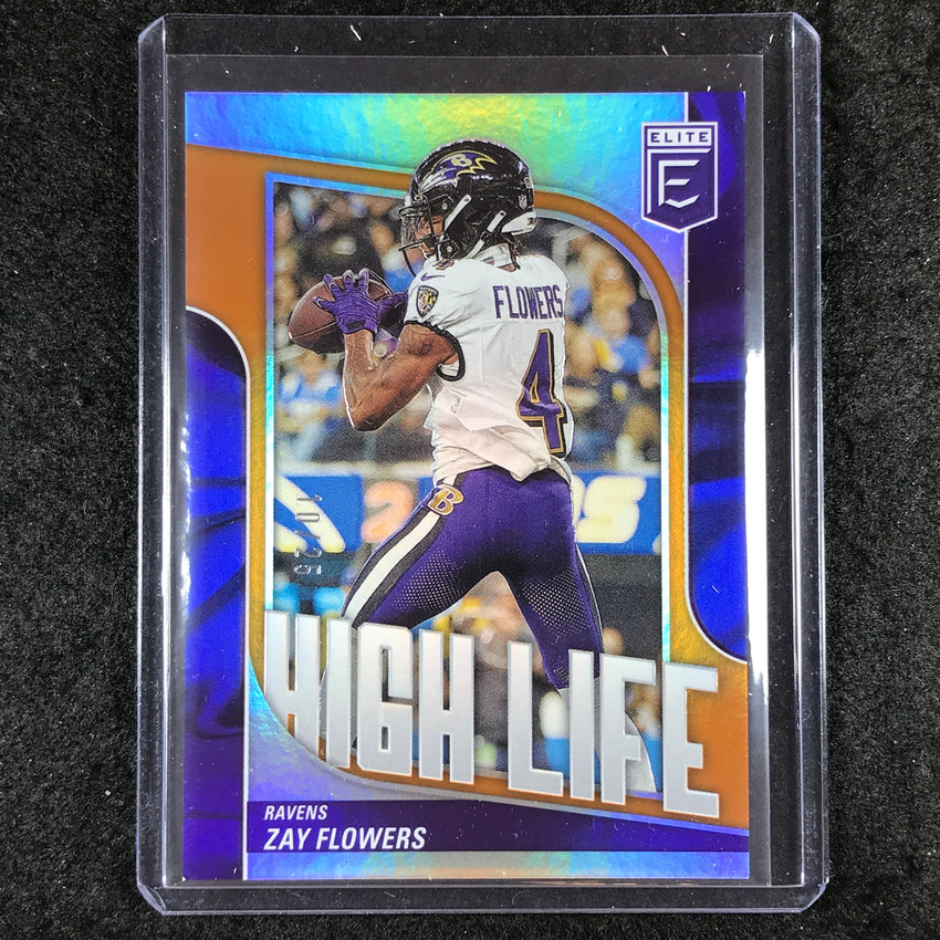 2024 Donruss Elite Football ZAY FLOWERS High Life Orange 10/25 #8