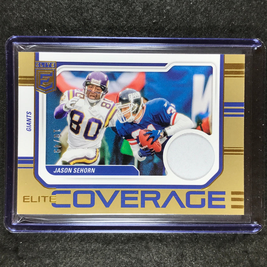 2024 Donruss Elite Football JASON SEHORN Elite Coverage Jersey Relic Prime 18/49