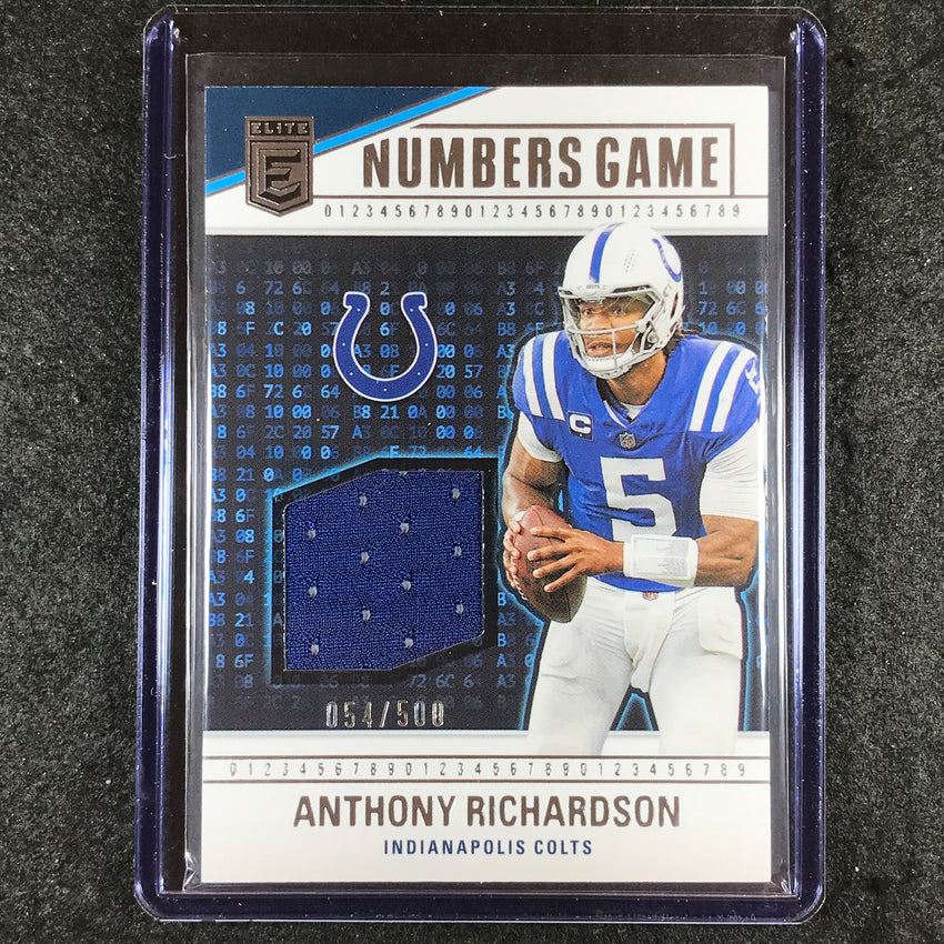 2024 Donruss Elite Football ANTHONY RICHARDSON Numbers Game Jersey Relic 54/500