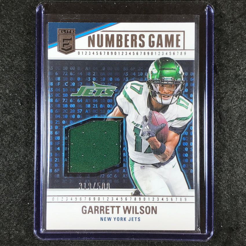 2024 Donruss Elite Football GARRETT WILSON Numbers Game Jersey Relic 319/500