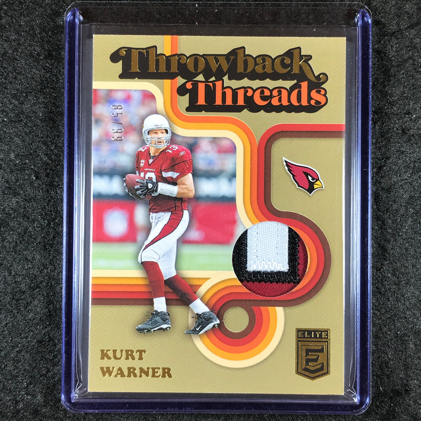 2024 Donruss Elite Football KURT WARNER Throwback Threads Patch Prime 85/99