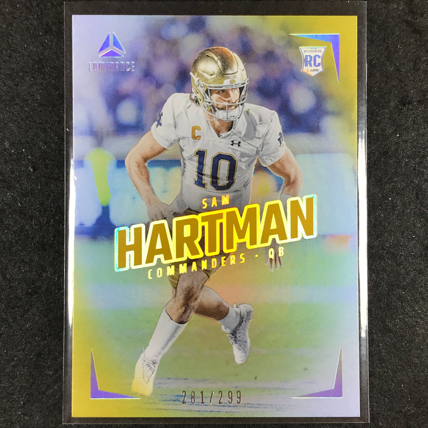 2024 Luminance Football SAM HARTMAN Rookie Base Vertical Gold 281/299 #171