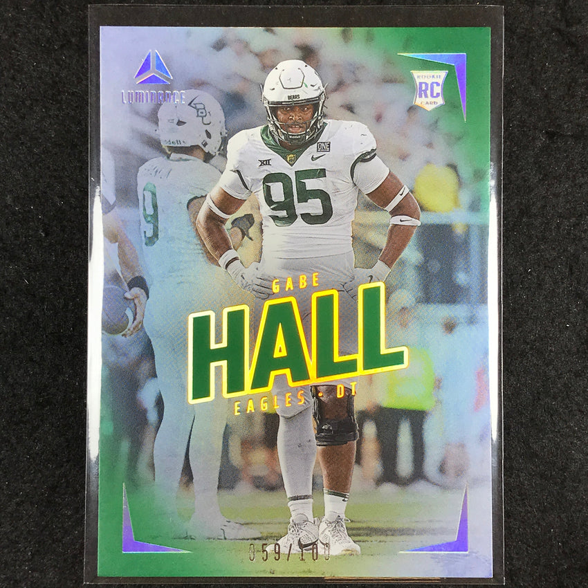 2024 Luminance Football GABE HALL Rookie Base Vertical Green 59/100 #162