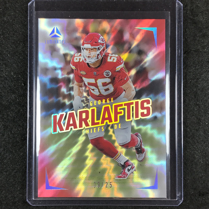 2024 Luminance Football GEORGE KARLAFTIS Base Vertical Red 9/25 #35
