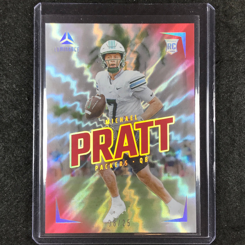 2024 Luminance Football MICAHEL PRATT Rookie Base Vertical Red 8/25 #159
