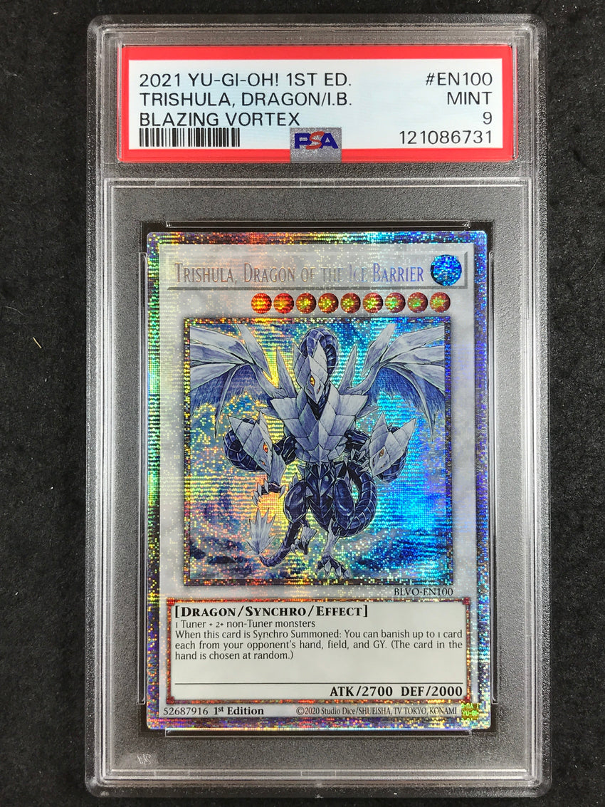 PSA 9 Trishula Dragon Of The Ice Barrier - BLVO-EN100  1st Ed Starlight Rare 731