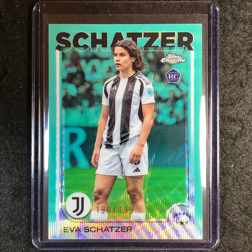 2024-25 Topps Chrome UEFA Women's EVA SCHATZER Rookie Aqua Wave /199 #51