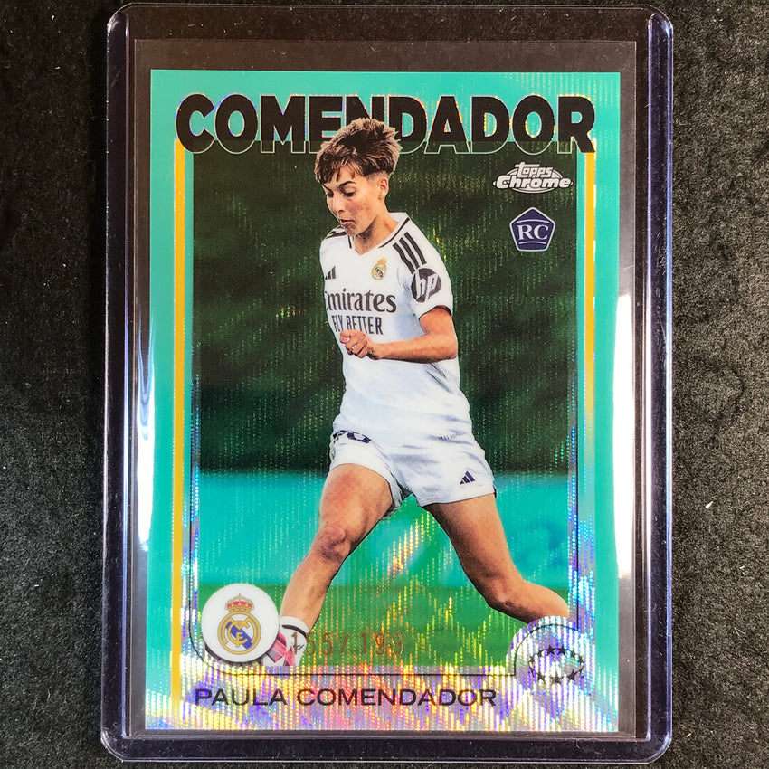 2024-25 Topps Chrome UEFA Women's PAULA COMENDADOR Rookie Aqua Wave /199 #62