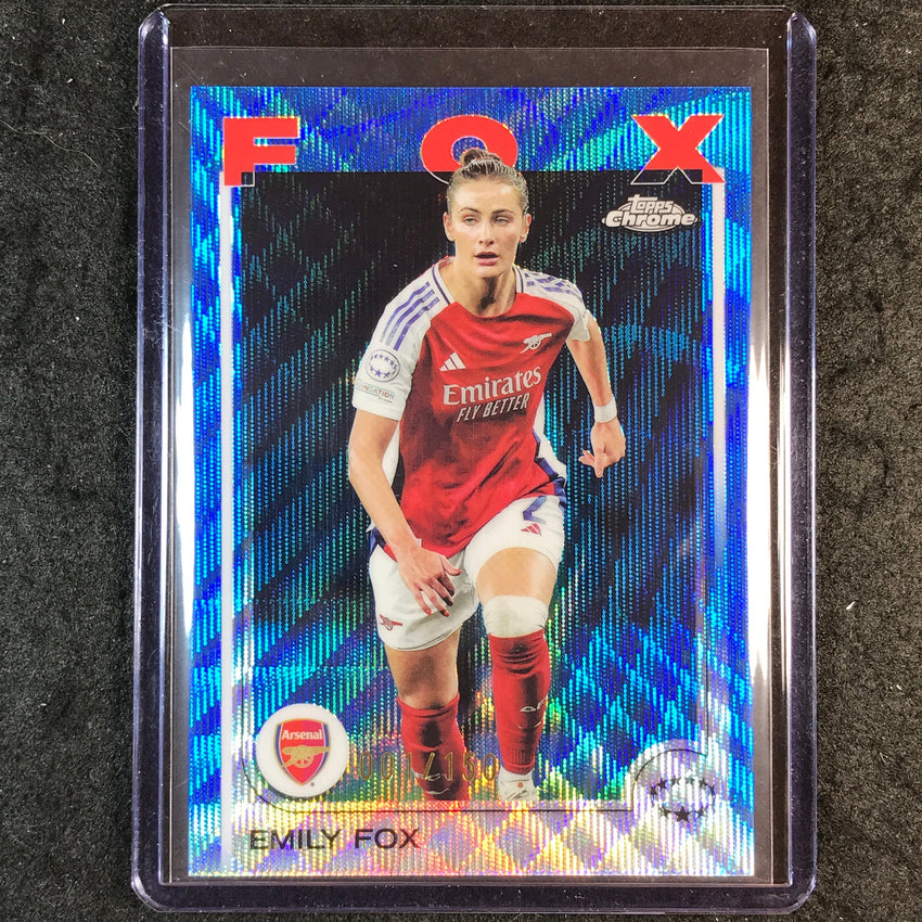 2024-25 Topps Chrome UEFA Women's EMILY FOX Base Blue Wave 1/150 #70