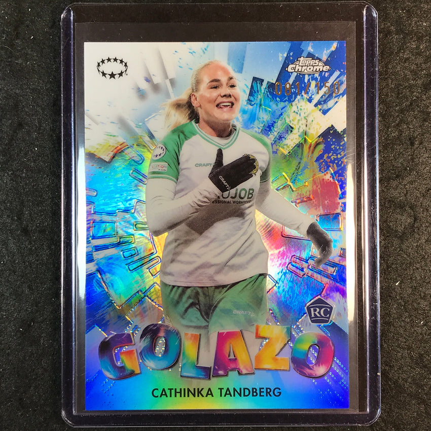 2024-25 Topps Chrome UEFA Women's CATHINKA TANDBERG Golazo Rookie Blue 81/150
