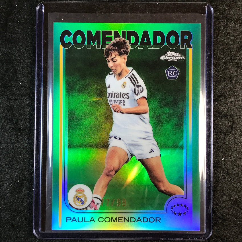 2024-25 Topps Chrome UEFA Women's PAULA COMENDADOR Rookie Base Green 77/99 #62