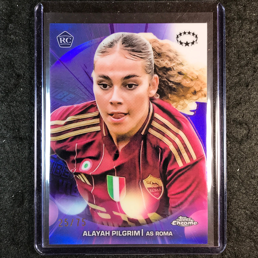 2024-25 Topps Chrome UEFA Women's ALAYAH PILGRIM Vibe Rookie Purple 25/75 #20