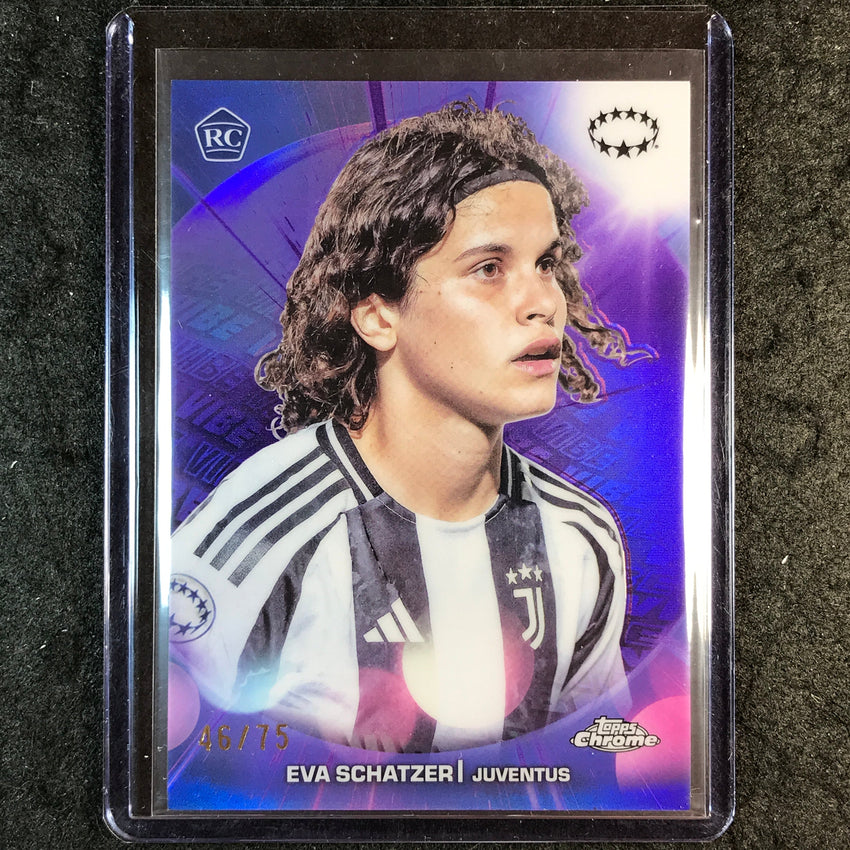 2024-25 Topps Chrome UEFA Women's EVA SCHATZER Vibe Rookie Purple 46/75 #28