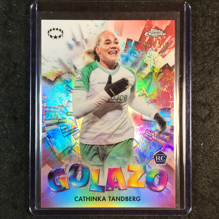 2024-25 Topps Chrome UEFA Women's CATHINKA TANDBERG Golazo Rookie Gold 43/50 #22