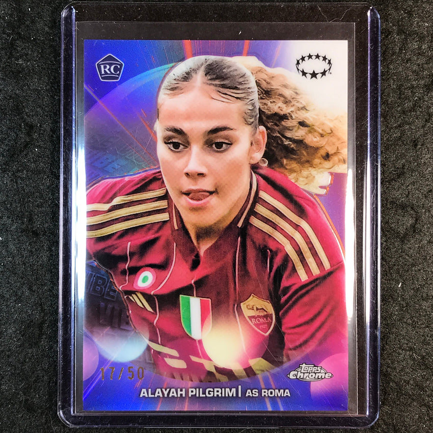 2024-25 Topps Chrome UEFA Women's ALAYAH PILGRIM Vibe Rookie Rose Gold 17/50 #20