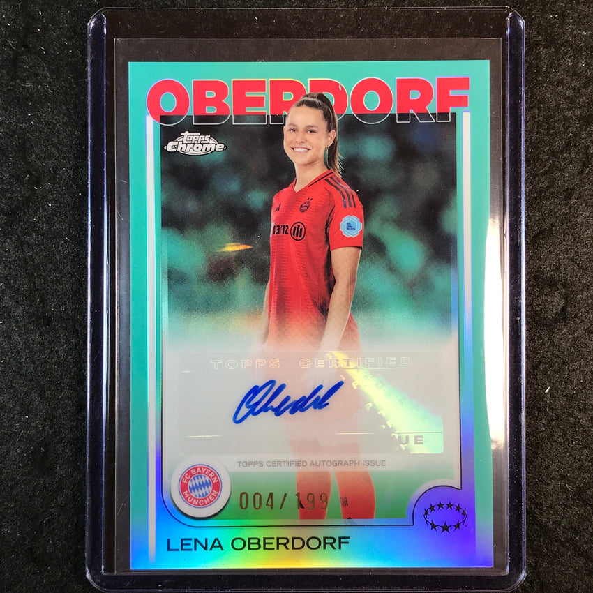 2024-25 Topps Chrome UEFA Women's LENA OBERDORF Base Auto Aqua 4/199