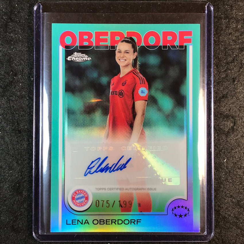 2024-25 Topps Chrome UEFA Women's LENA OBERDORF Base Auto Aqua 75/199