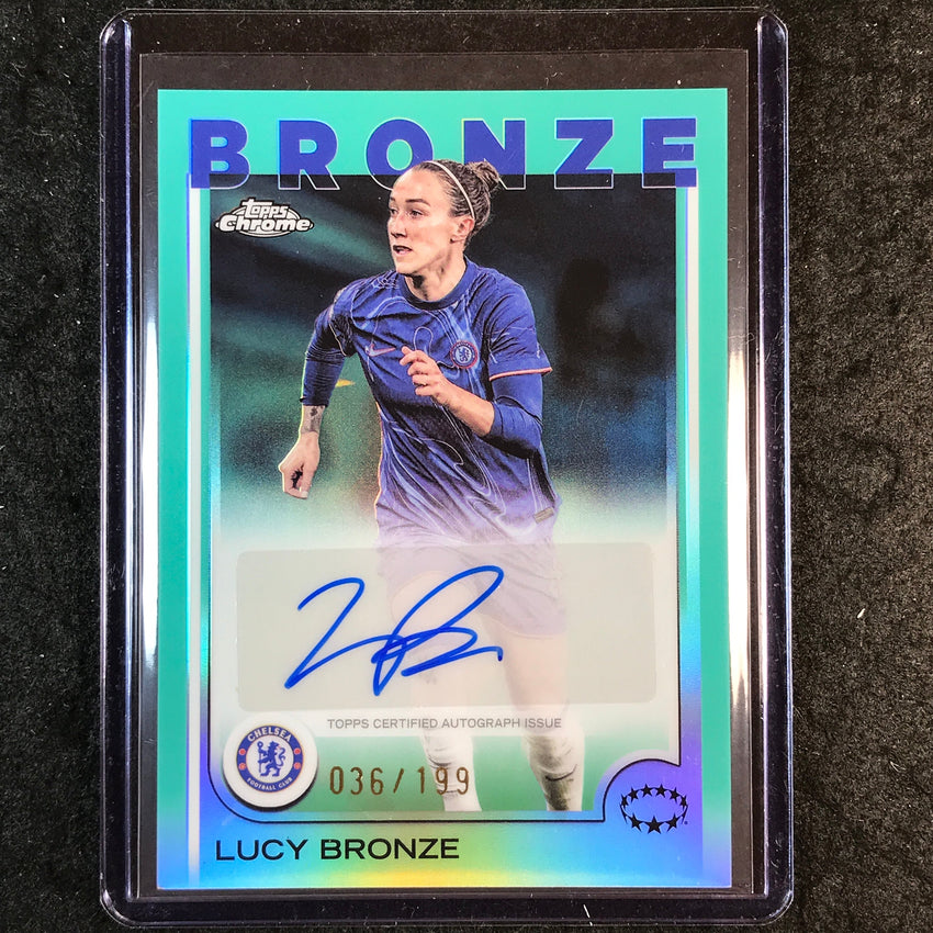 2024-25 Topps Chrome UEFA Women's LUCY BRONZE Base Auto Aqua 36/199