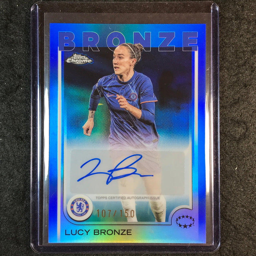 2024-25 Topps Chrome UEFA Women's LUCY BRONZE Base Auto Blue 107/150