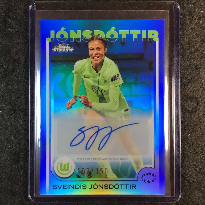 2024-25 Topps Chrome UEFA Women's SVEINDIS JONSDOTTIR Base Auto Blue 107/150