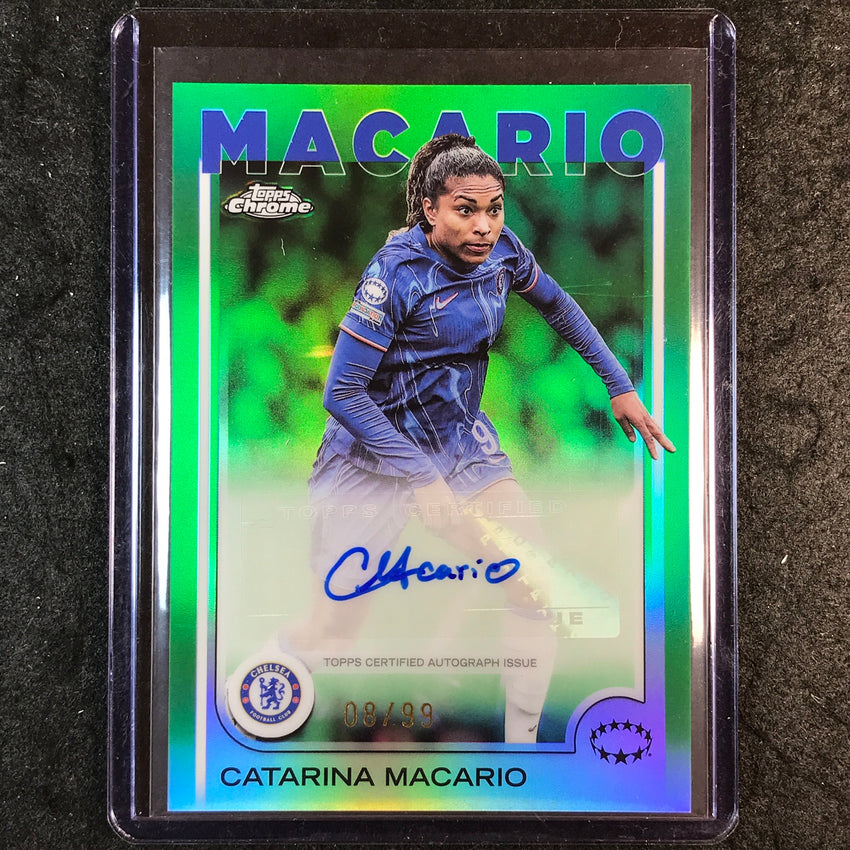 2024-25 Topps Chrome UEFA Women's CATARINA MACARIO Base Auto Green 8/99