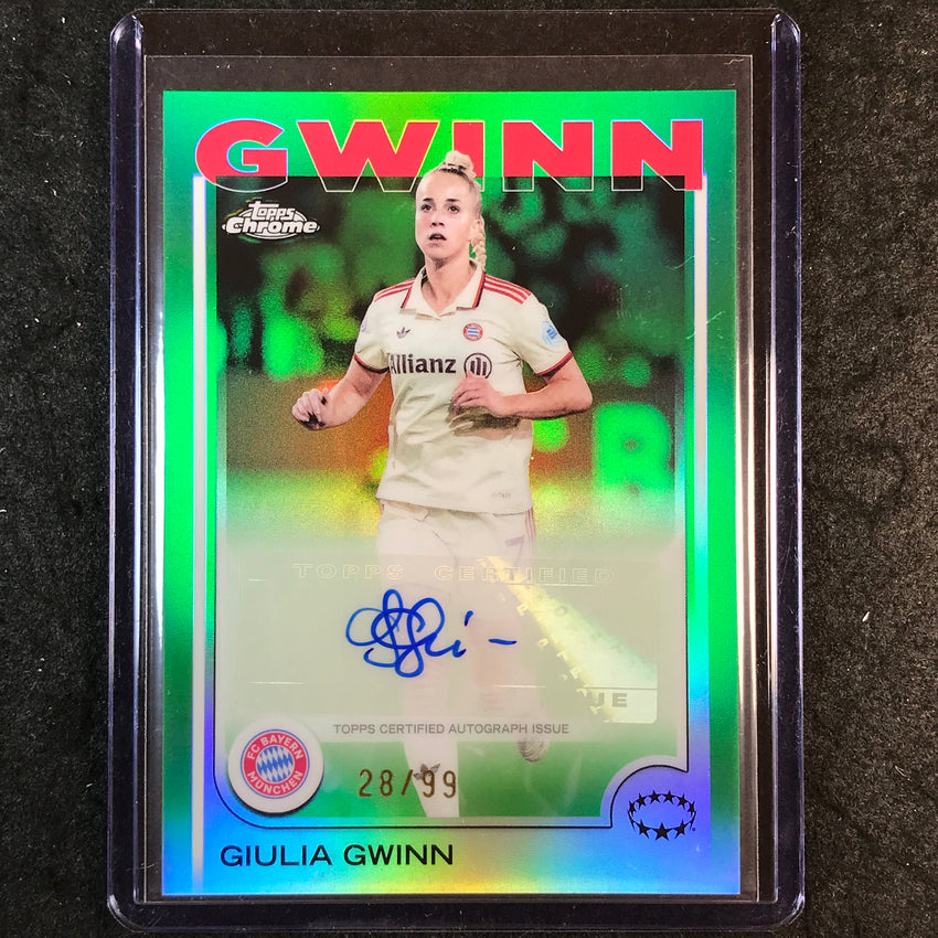 2024-25 Topps Chrome UEFA Women's GIULIA GWINN Base Auto Green 28/99