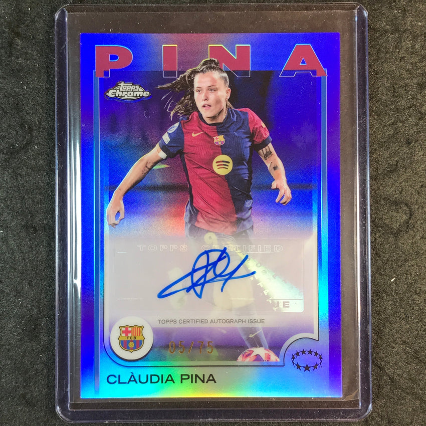 2024-25 Topps Chrome UEFA Women's CLAUDIA PINA Base Auto Purple 5/75