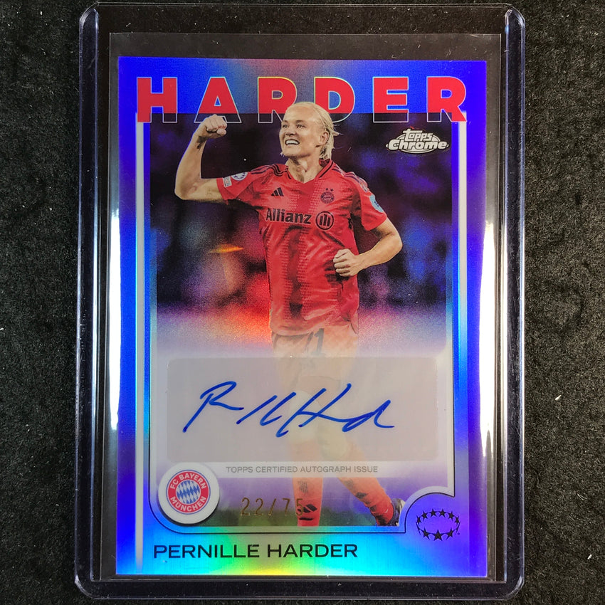 2024-25 Topps Chrome UEFA Women's PERNILLE HARDER Base Auto Purple 22/75